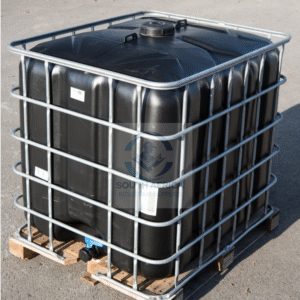 Food Grade 1000L Black IBC Tank on Wooden Pallet